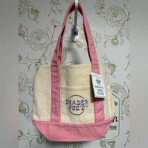 Trader Joe’s Pink and Cream Canvas Spring Mini Tote Bag
